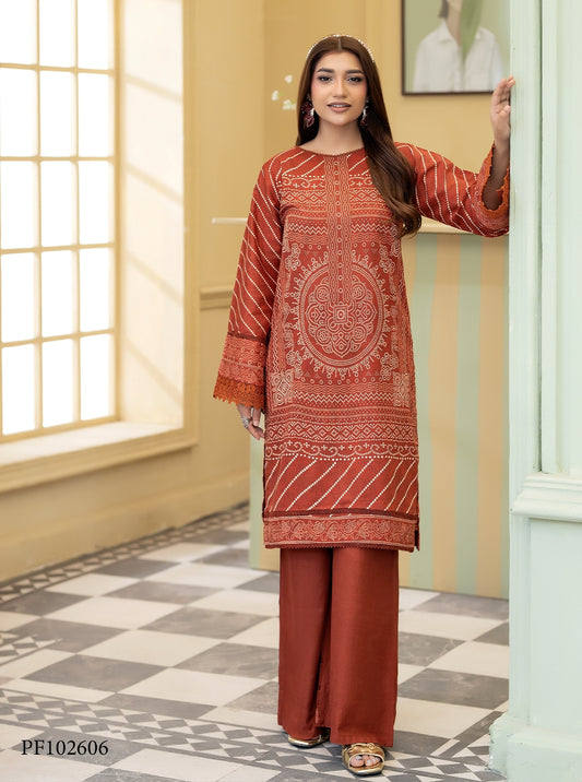 Paltar Parizad Premium Printed Lawn 2 Piece Suit – Maroon